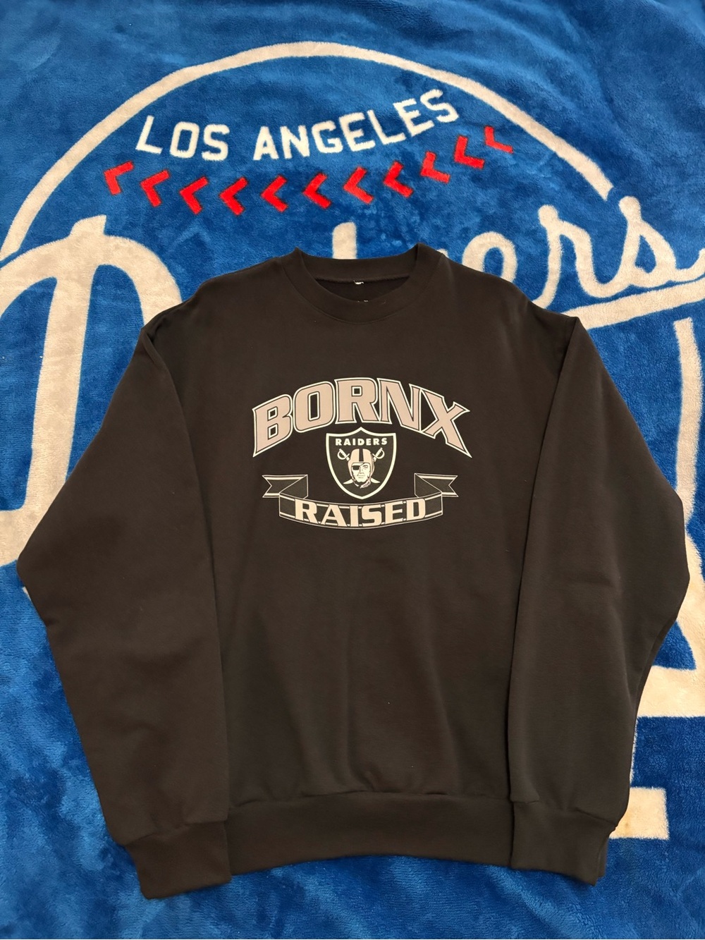 Born X Raised x Raiders Just Win Baby Black Crewneck Sweatshirt